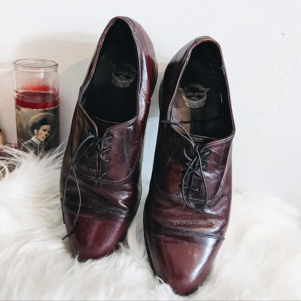 Florsheim Lexington Burgundy Leather Oxford Lace Up Dress Shoes 8